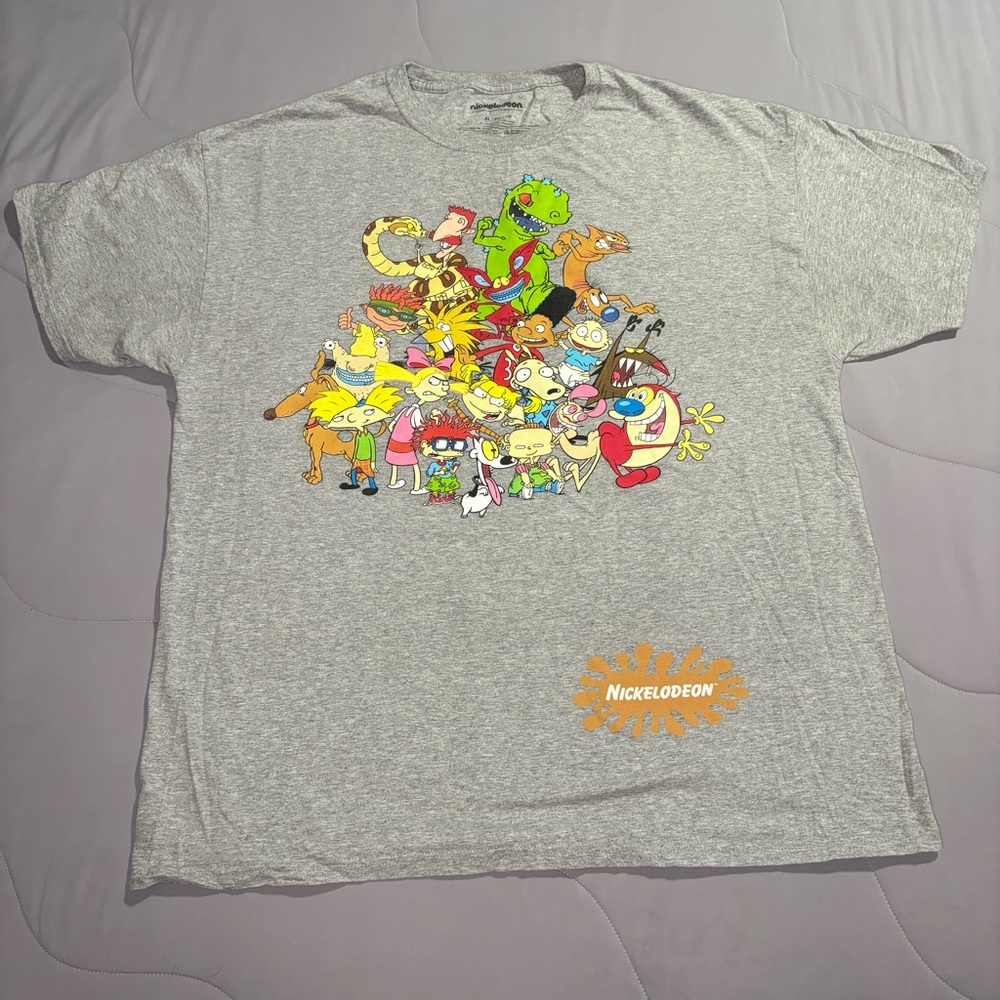 Nickelodeon Gray Cartoon Character T-Shirt
